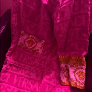 Versace Fuchsia and Gold Textured Fabric